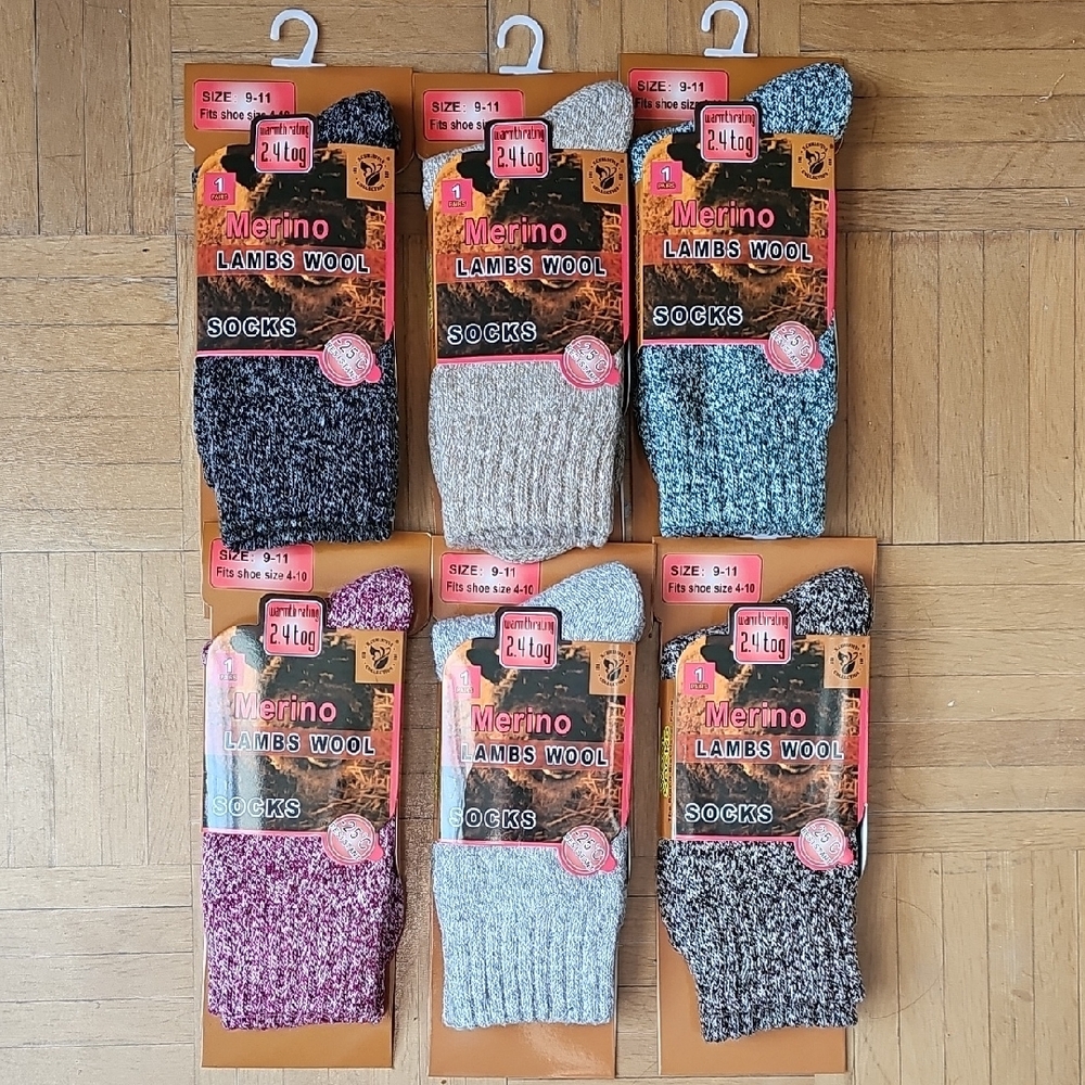 Women's Marled Merino Lambs' Wool Socks, Assorted Colors, Bundle Of 3 Pairs